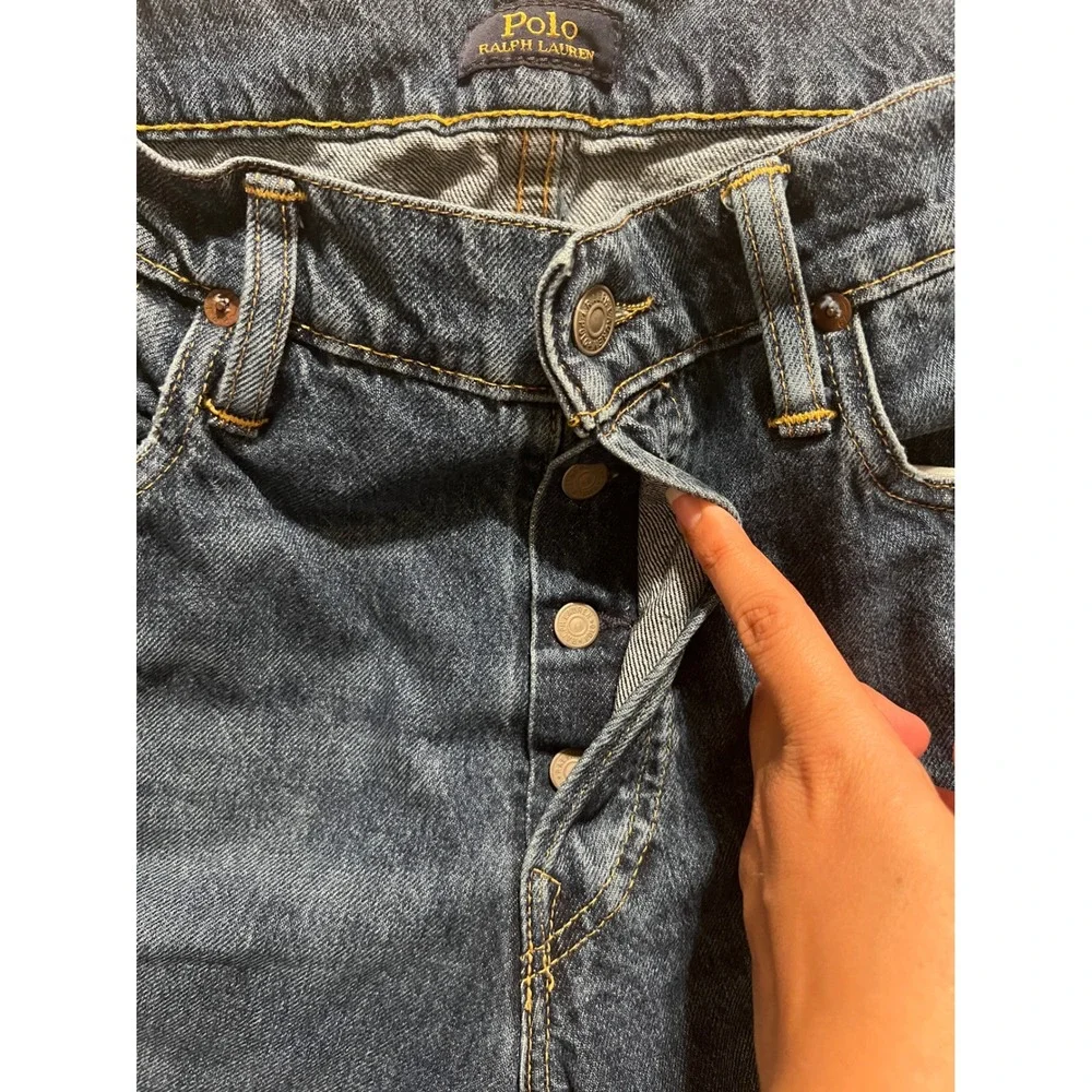 Polo Ralph Lauren Classic Fit Mens Blue Denim Button Fly Jeans 33x30